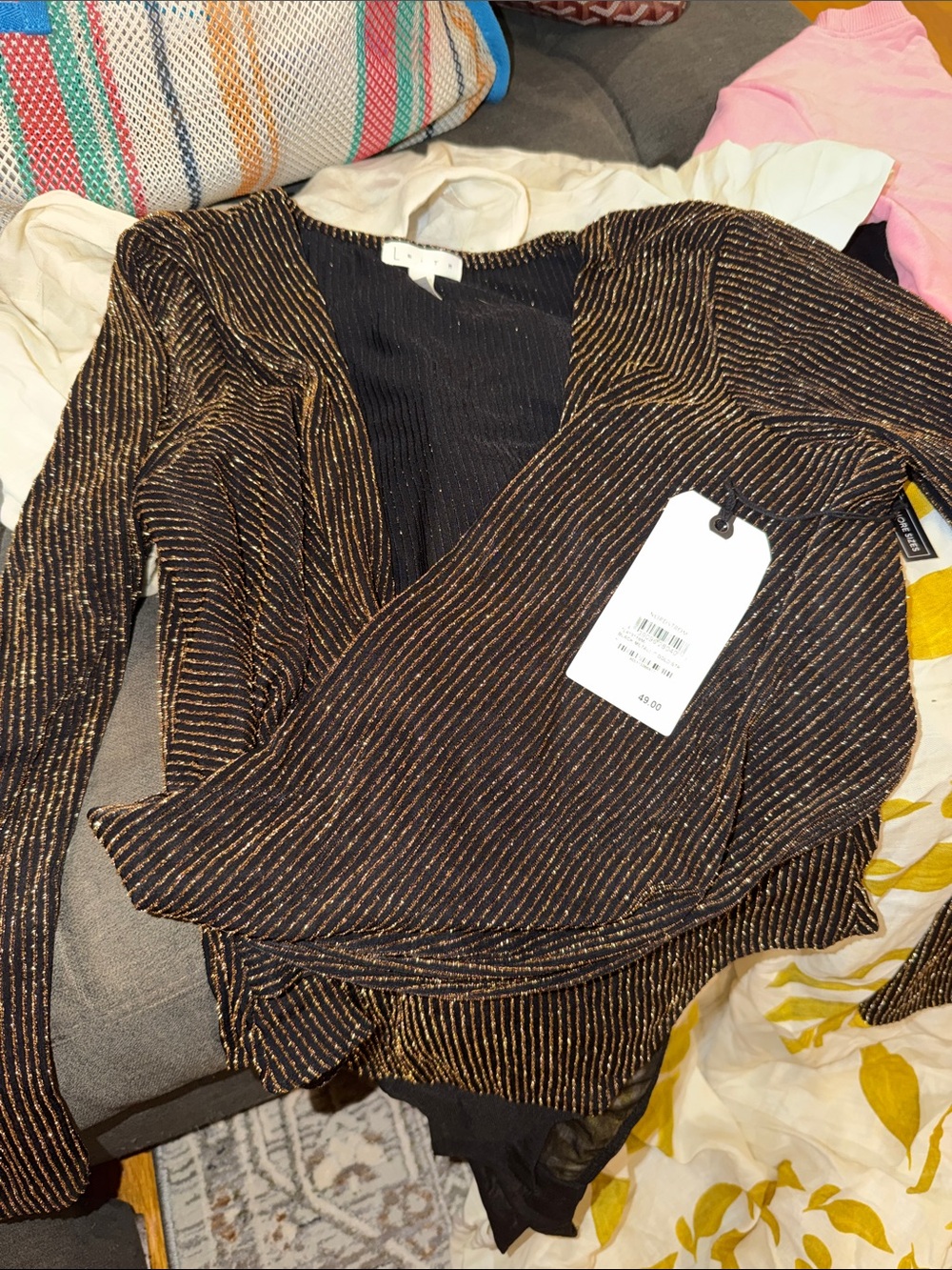 Metallic Stripe Black & Gold Women's bodysuit